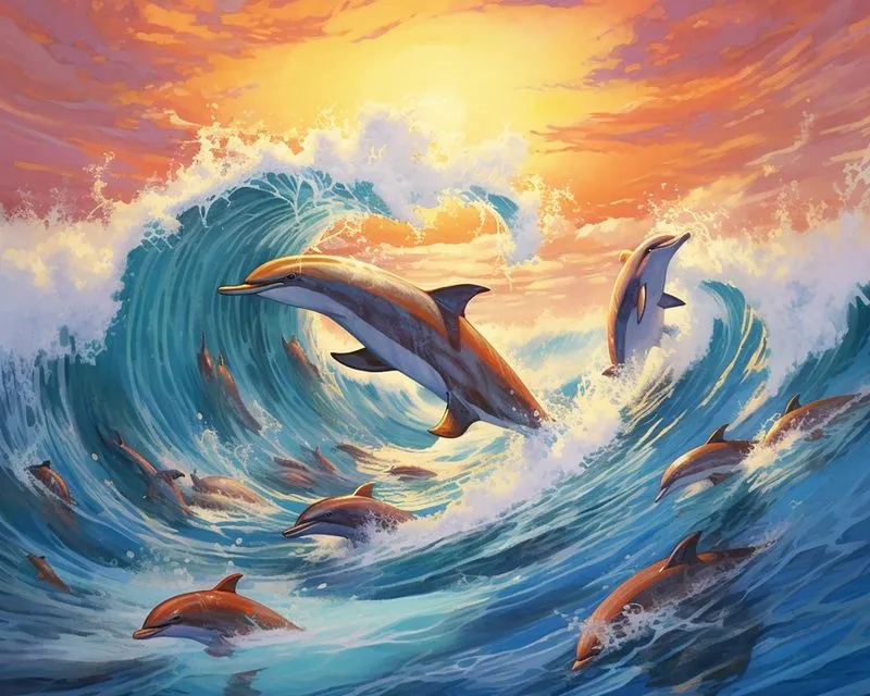 Картина по номерам 40х50 Дельфины (VA-3876)