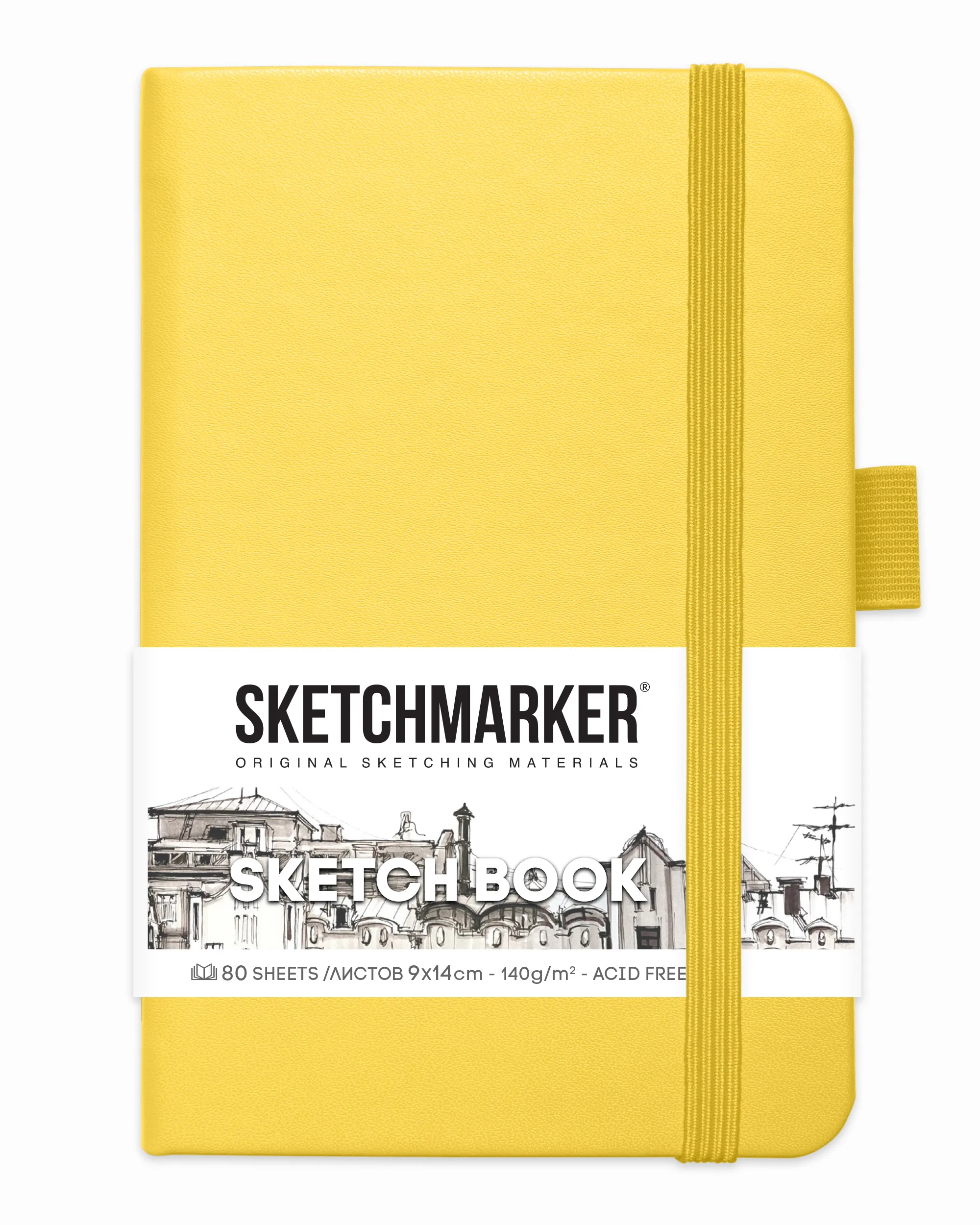 Блокнот для зарисовок Sketchmarker 140г/кв.м 9*14см 80л (Лимонный)