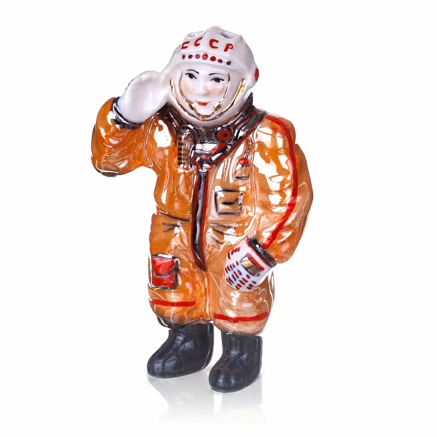 Елочная игрушка Космонавт (оранжевый)