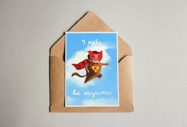 Растущая открытка Кот - супергерой