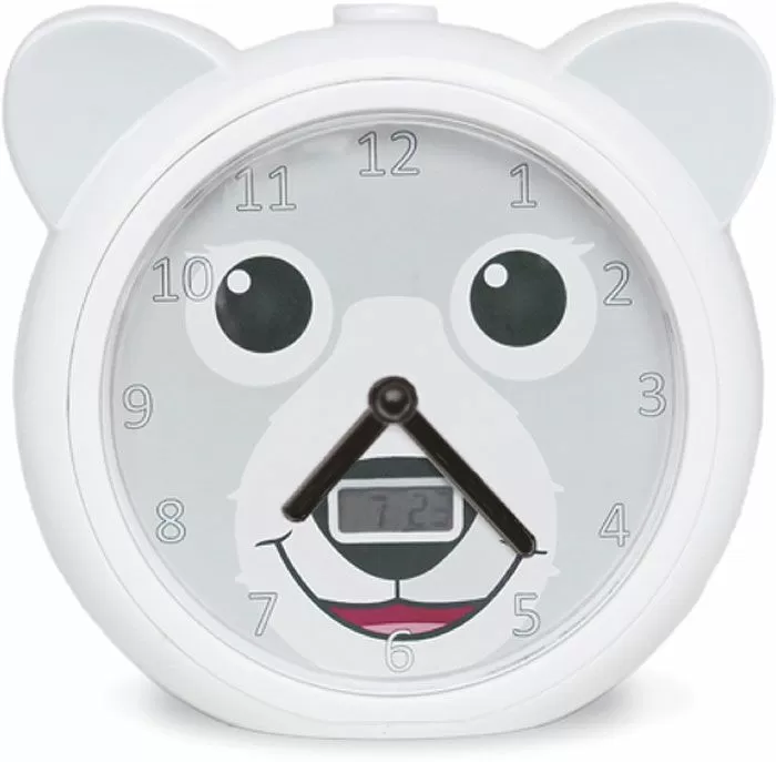Часы-будильник для тренировки сна Медвежонок Бобби (белый)