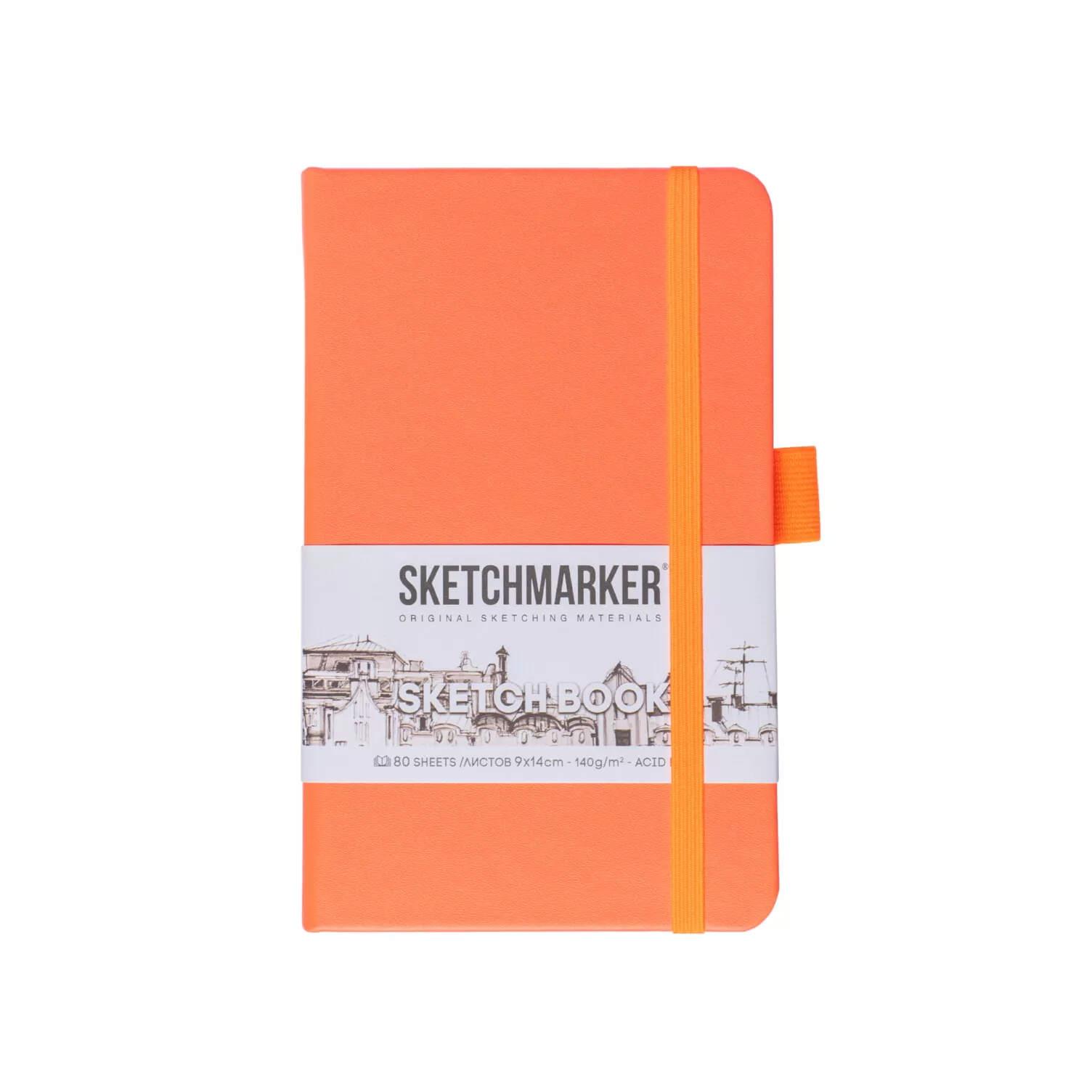 Блокнот для зарисовок Sketchmarker 140г/кв.м 9*14см 80л (Неоновый коралл)