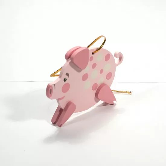 Елочная игрушка Свинка копилка (розовый)