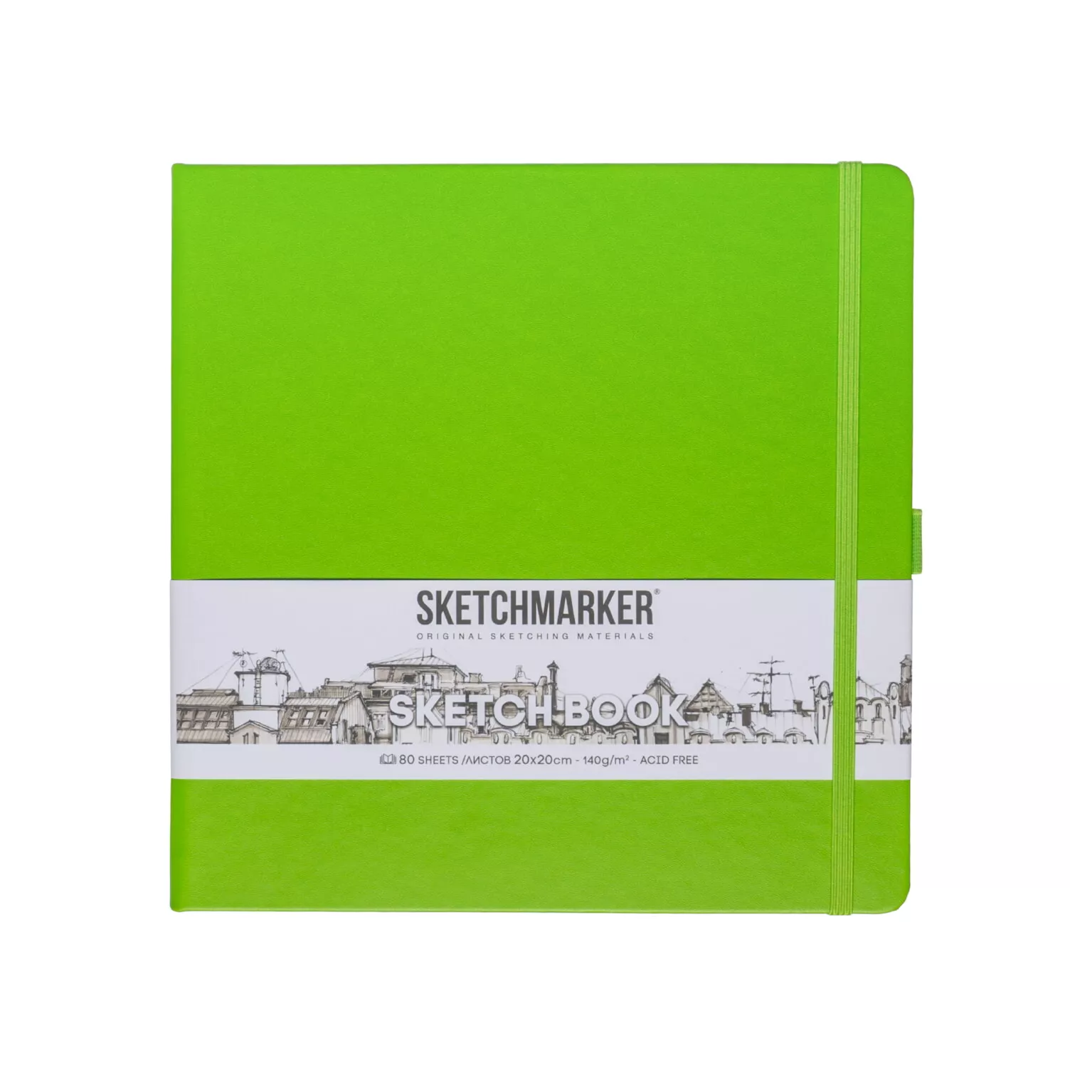 Блокнот для зарисовок Sketchmarker 140г/кв.м 20*20cм 80л (Зеленый Луг)