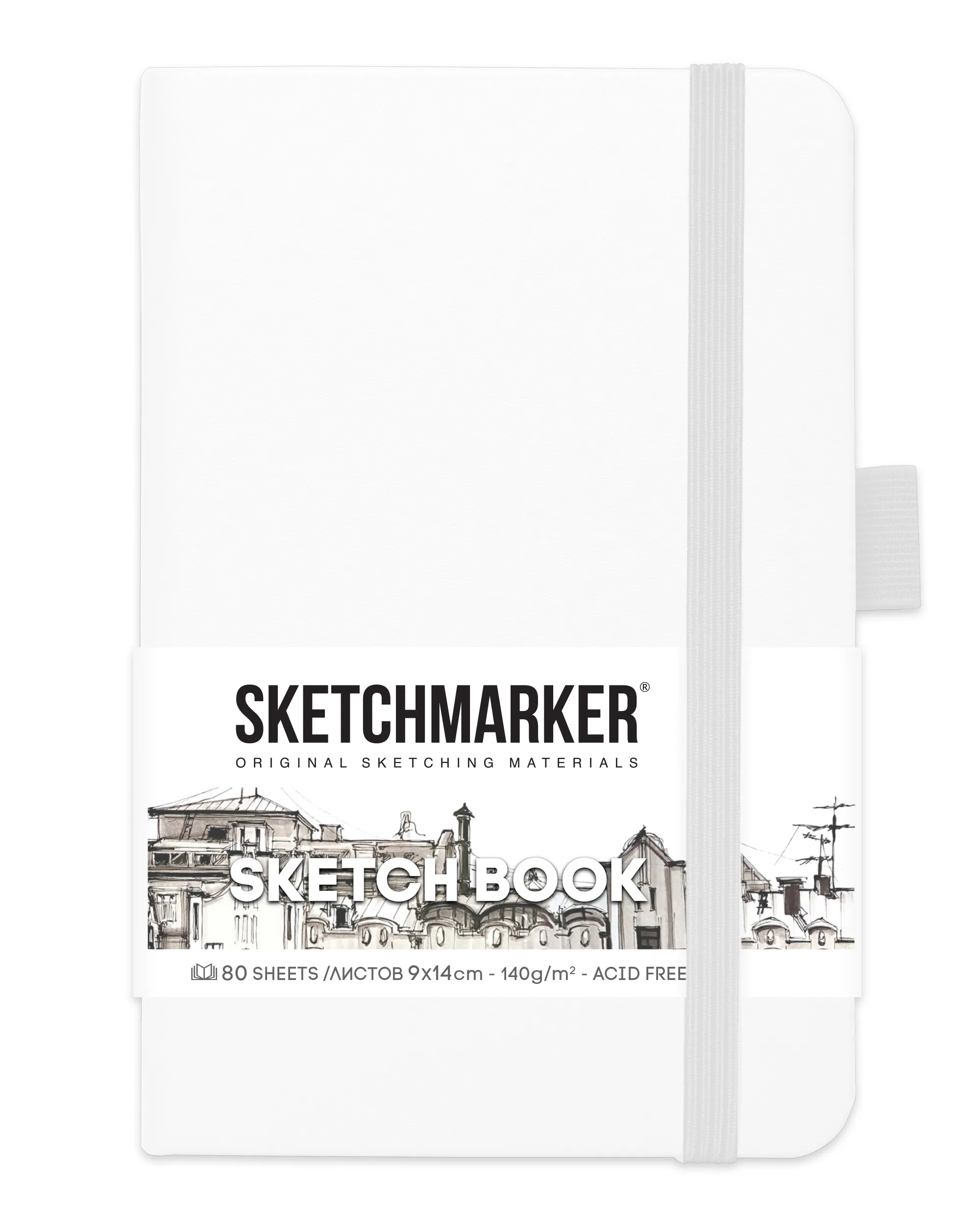 Блокнот для зарисовок Sketchmarker 140г/кв.м 9*14см 80л (Белый)
