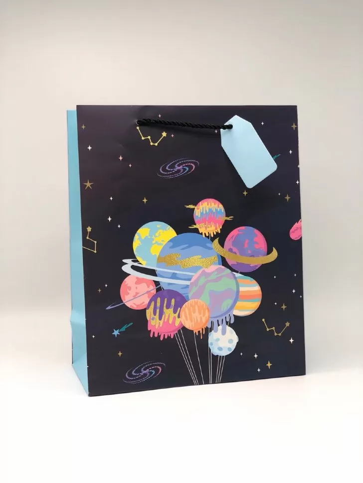 Подарочный пакет Many planets (M) blue