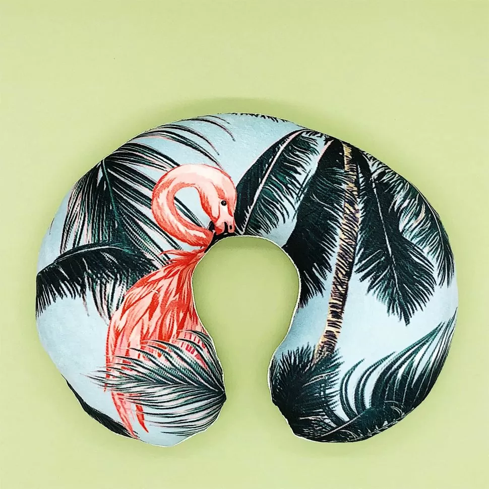 Подушка для путешествий Flamingo and palm tree