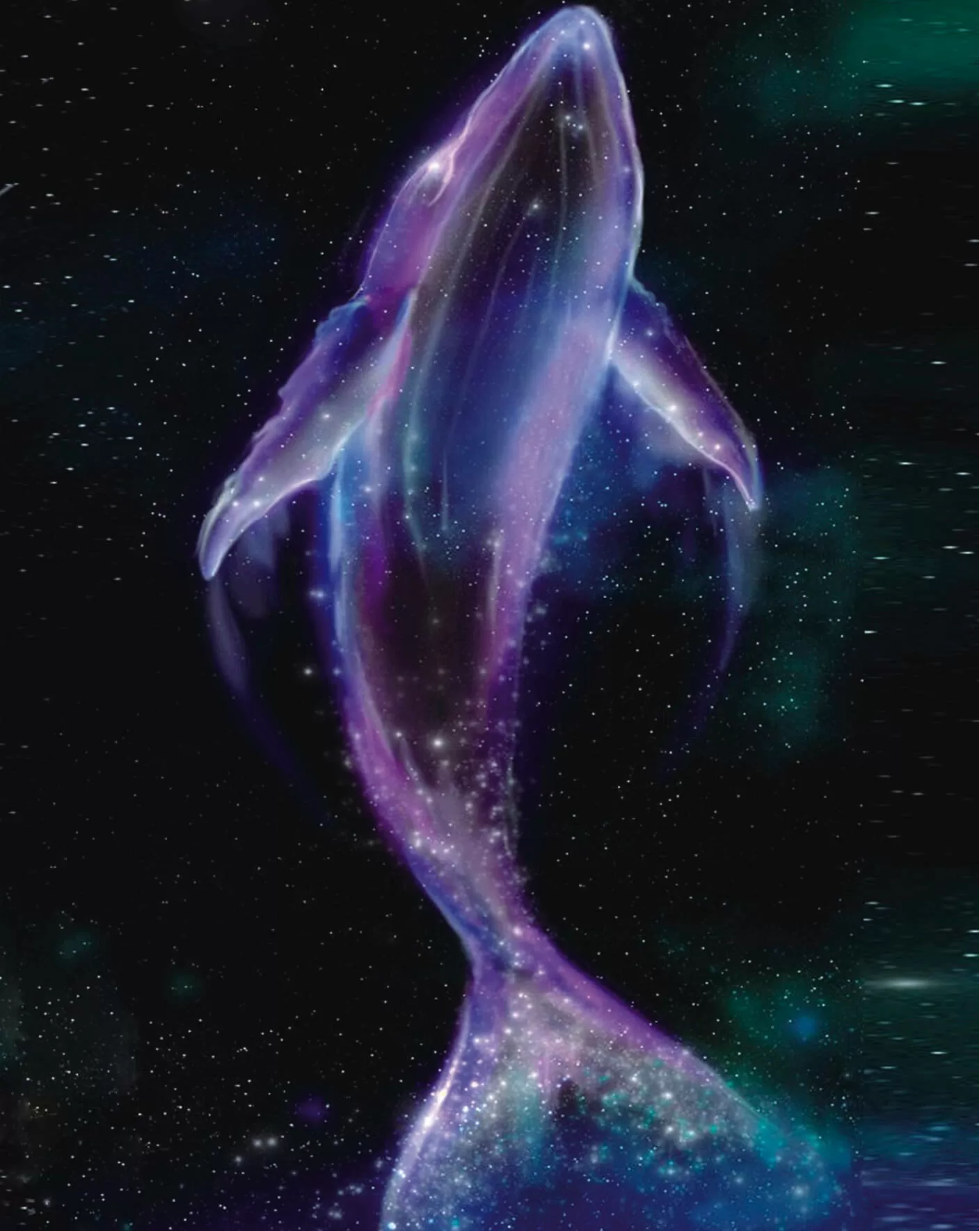 Алмазная мозаика Неоновый кит 40х50 см