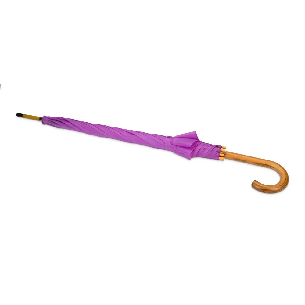 Зонт-трость полуавтоматический с деревянной ручкой, фиолетовый