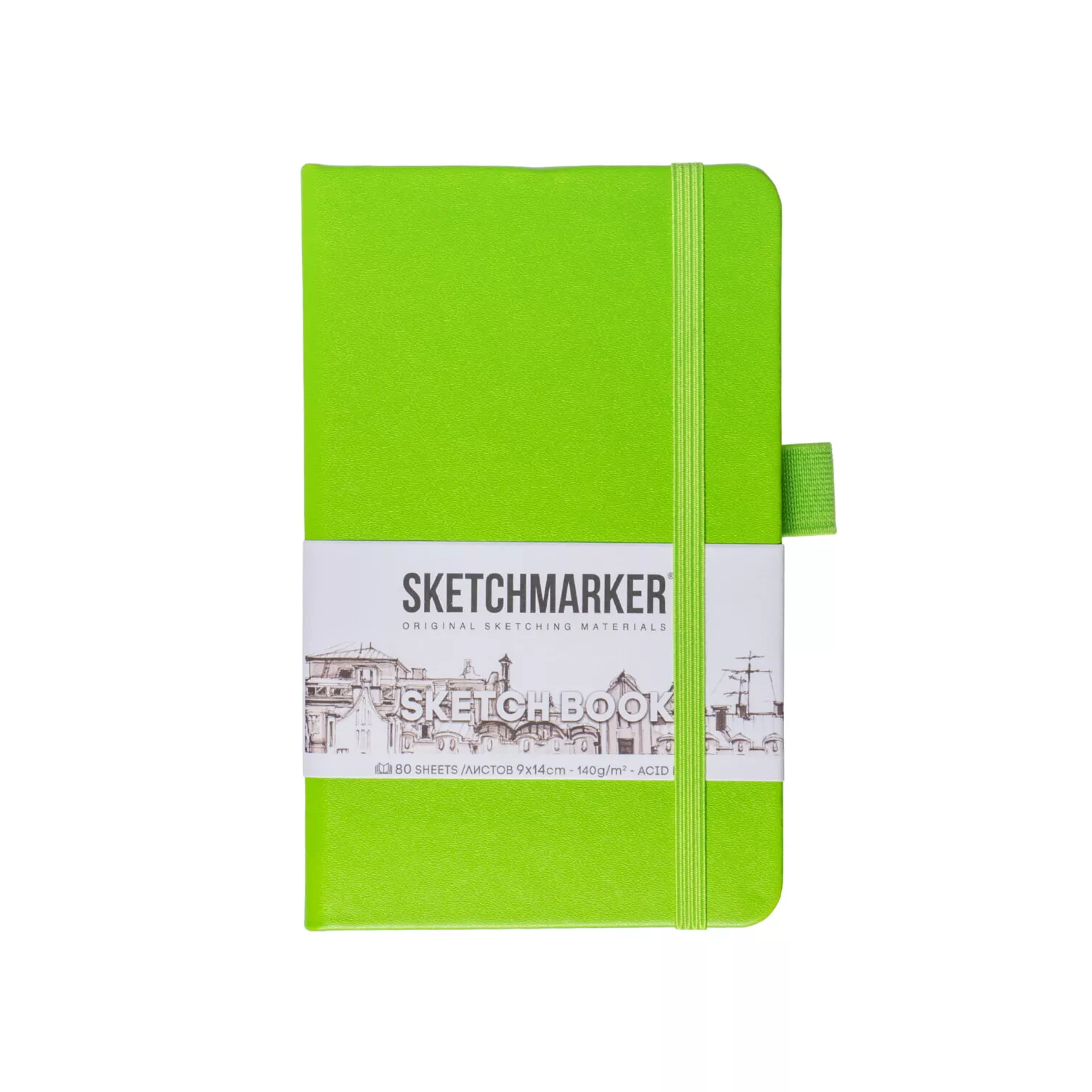 Блокнот для зарисовок Sketchmarker 140г/кв.м 9*14см 80л (Зеленый луг)