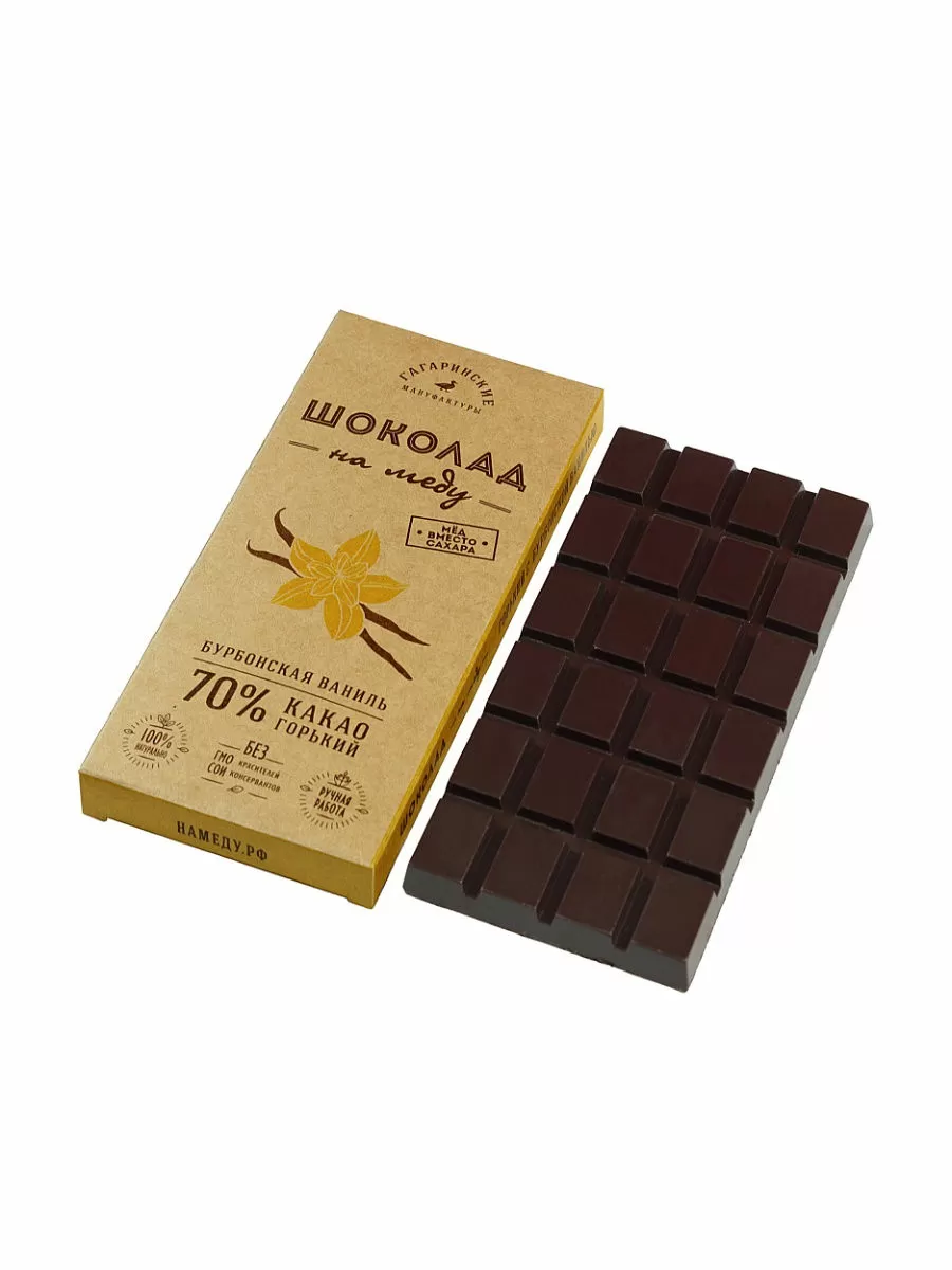 Шоколад На Меду Горький 70% какао С Натуральной Ванилью 85г