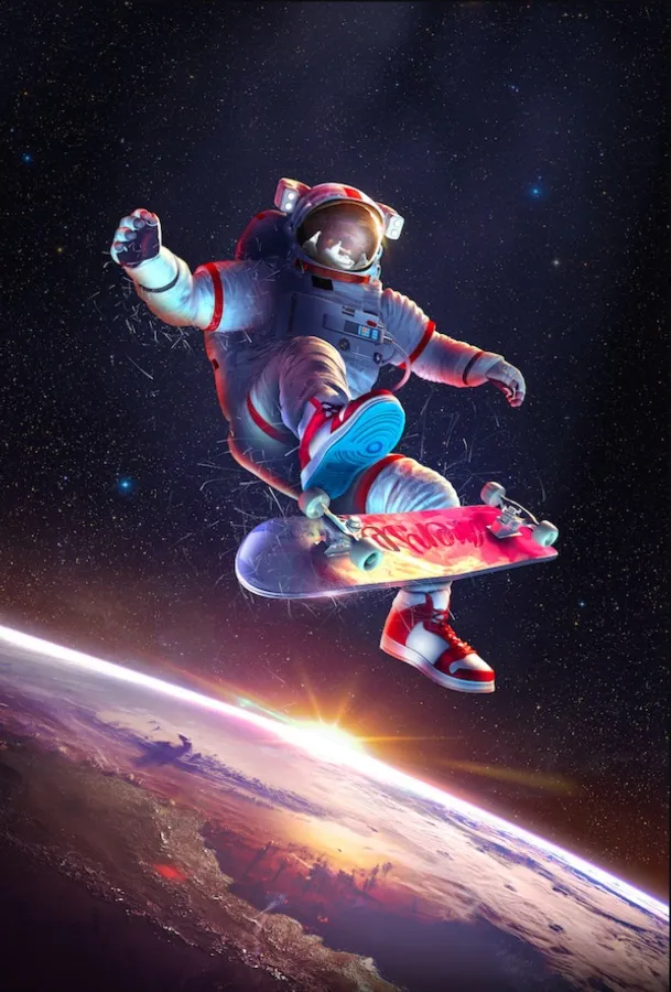 Картина по номерам 40х50 Скейтер в космосе (VA-3857)