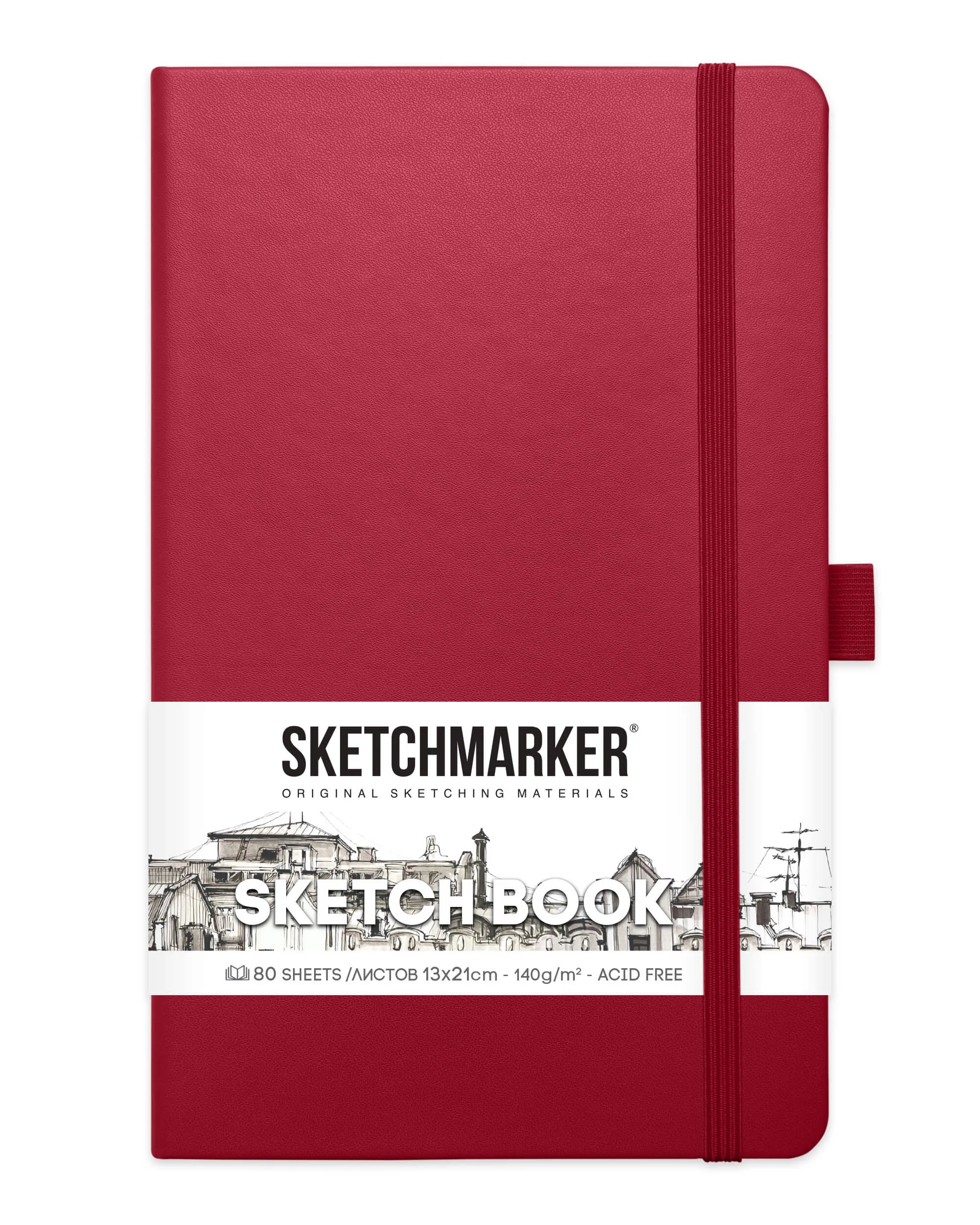 Блокнот для зарисовок Sketchmarker 140г/кв.м 13*21см 80л (Маджента)