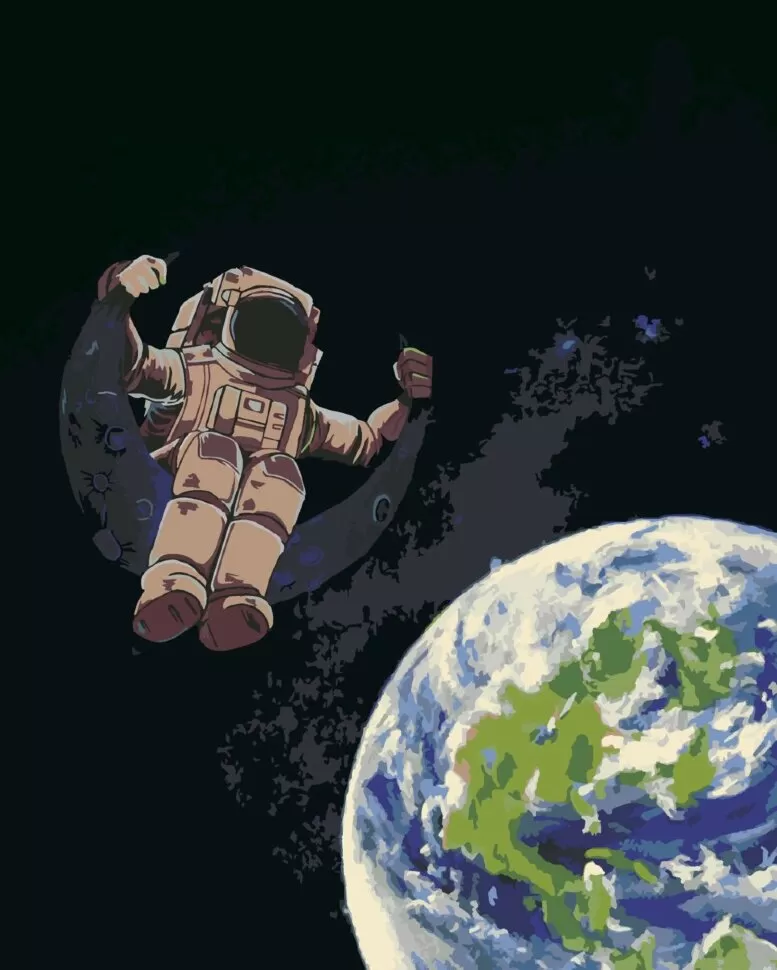 Картина по номерам Космонавт на луне