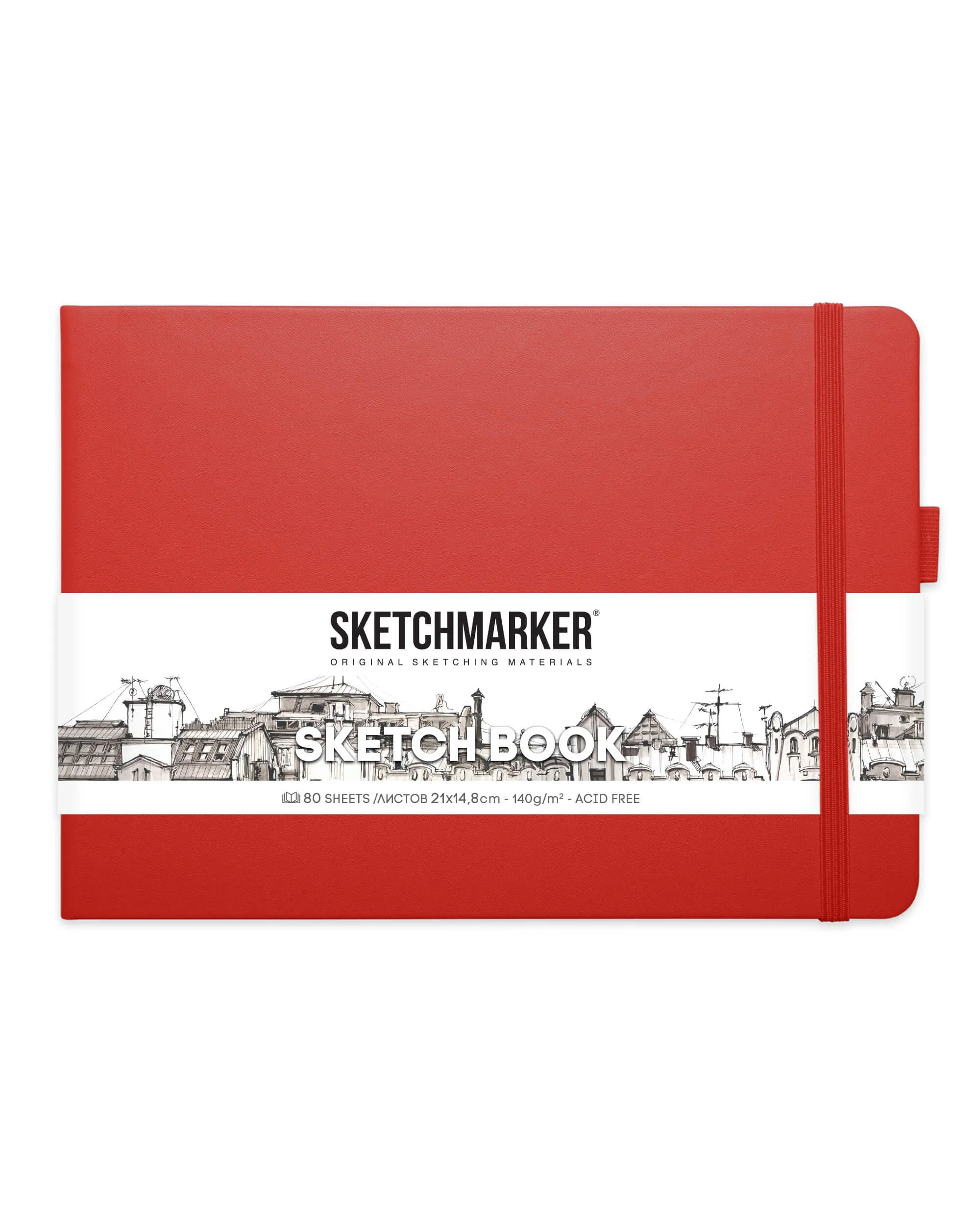 Блокнот для зарисовок Sketchmarker 140г/кв.м 21*14.8см 80л (Красный пейзаж)
