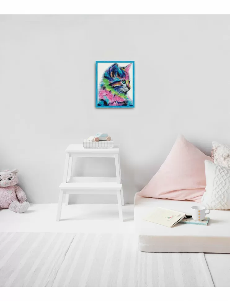 Алмазная мозаика Разноцветная кошка 40х50 см