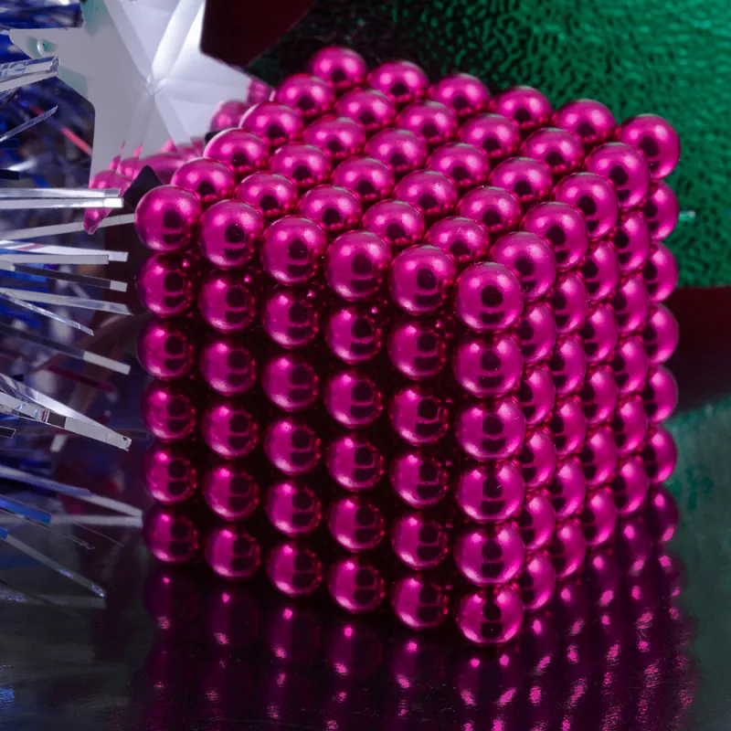 Куб из магнитных шариков 5 мм, розовый, 216 элементов