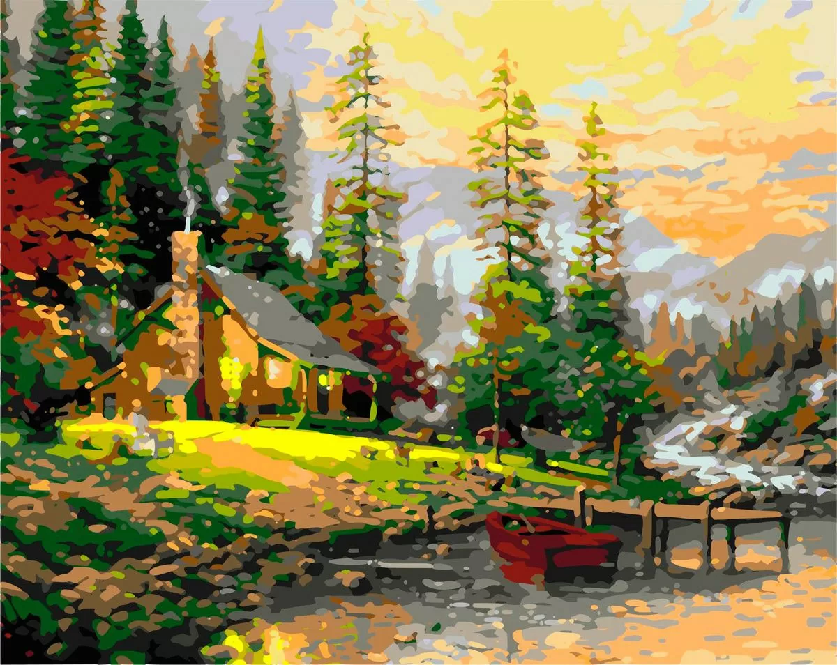 Картина по номерам Дом у реки