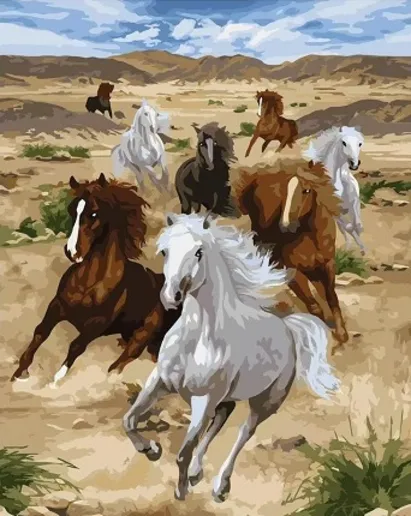 Картина по номерам 40х50 Стадо лошадей (VA-3390)
