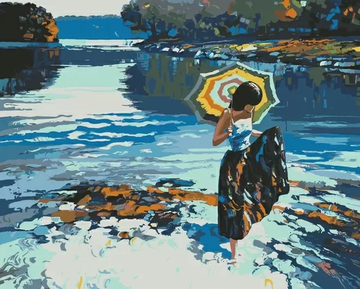 Картина по номерам Девушка с зонтом 