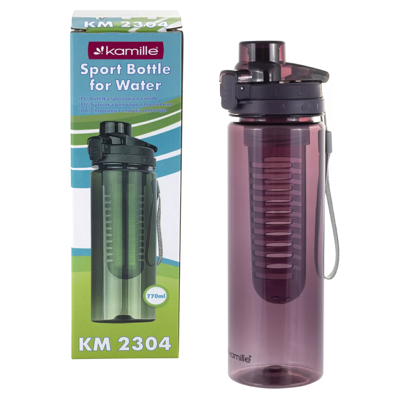 Бутылка для воды Kamille (бордовый), 770 мл.