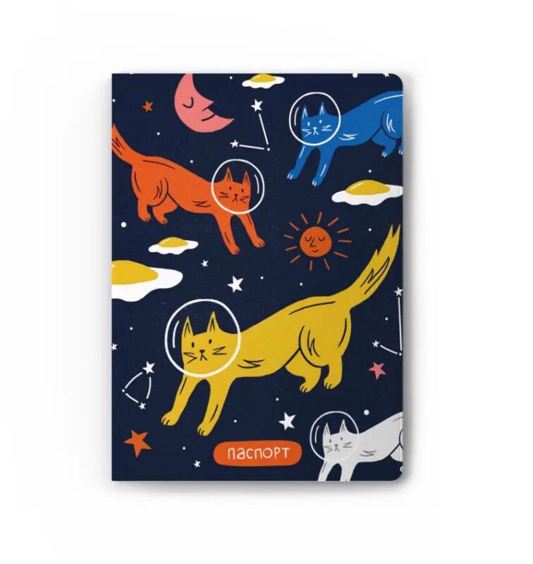 Обложка на паспорт Коты в космосе