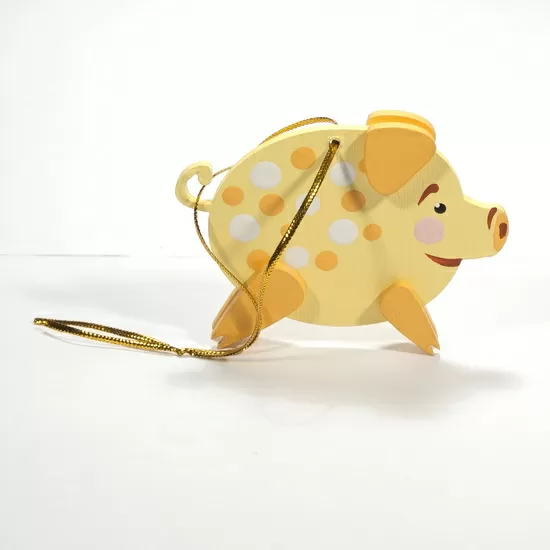 Елочная игрушка Свинка копилка (банановый)