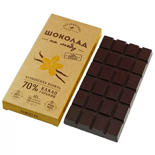 Шоколад На Меду Горький 70% какао С Натуральной Ванилью 45 г
