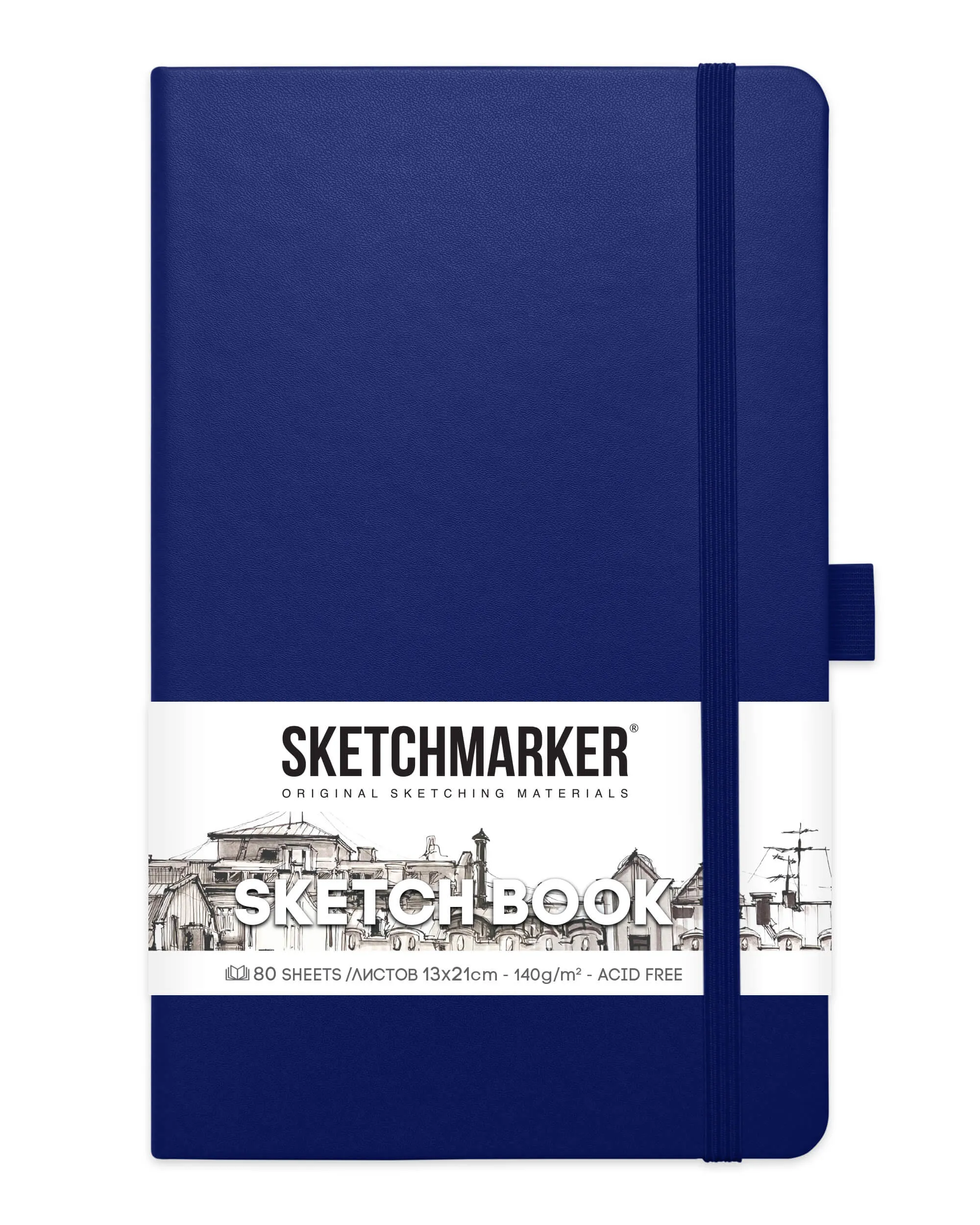Блокнот для зарисовок Sketchmarker 140г/кв.м 13*21см 80л (Королевский синий)