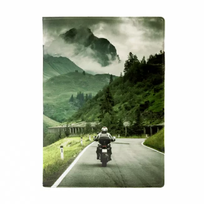 Обложка на автодокументы Мотоцикл в горах