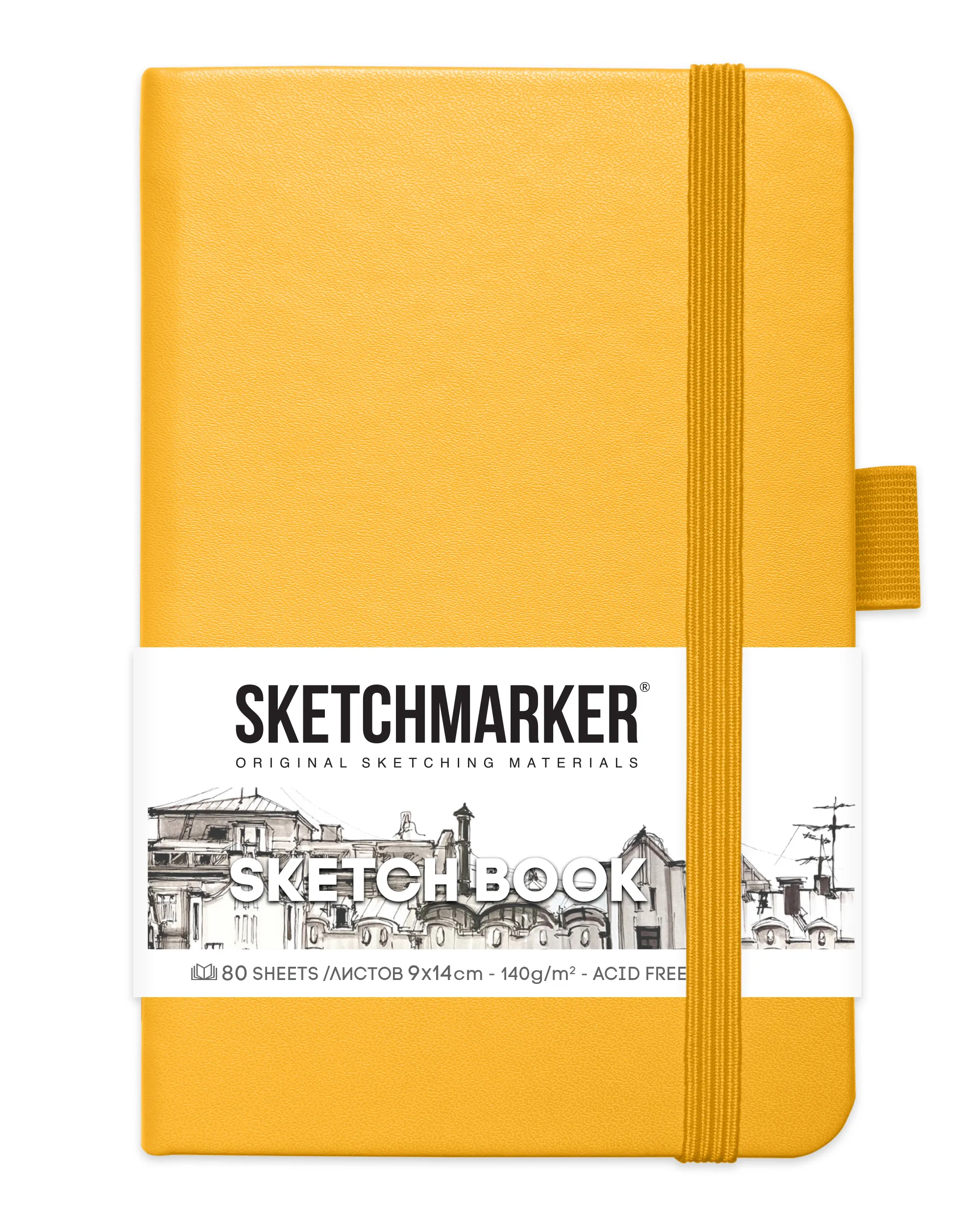 Блокнот для зарисовок Sketchmarker 140г/кв.м 9*14см 80л (Оранжевый)