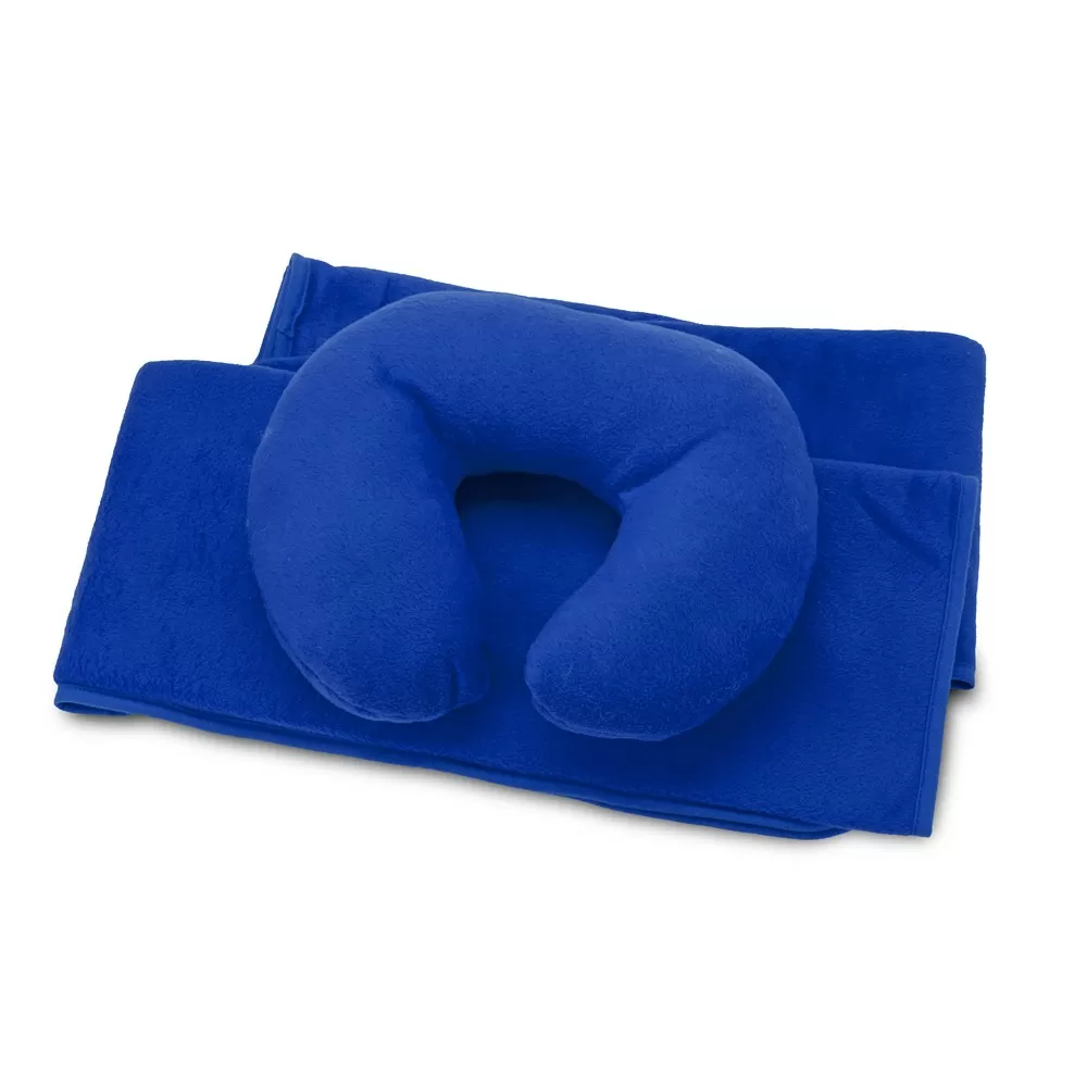 Набор для путешествий с комфортом: плед и подушка под голову в чехле, синий