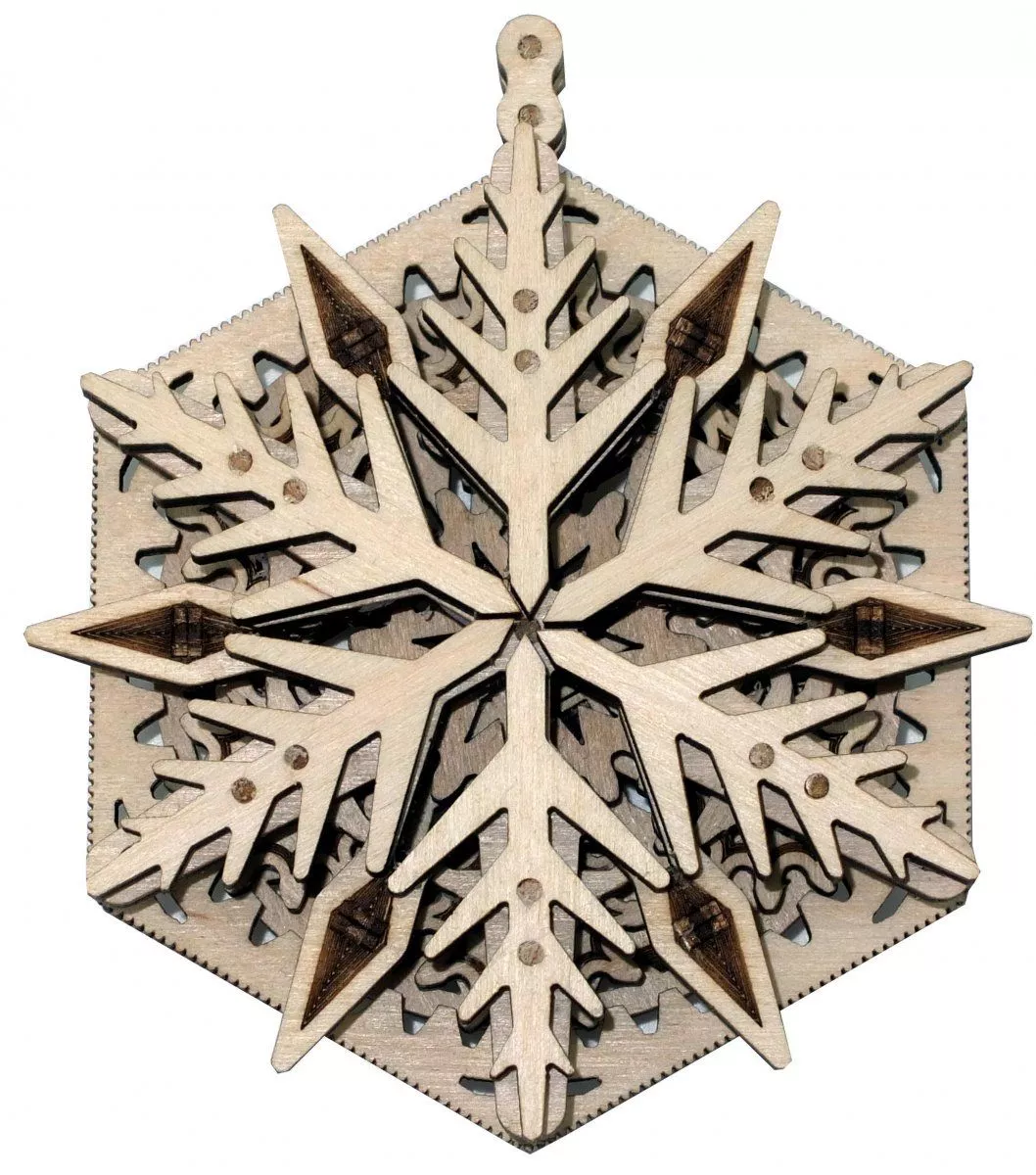 3D-пазл из дерева Wood Trick Вудик Снежинка