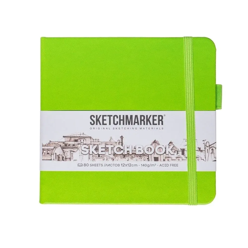 Блокнот для зарисовок Sketchmarker 140г/кв.м 12*12см 80л (Зеленый луг)
