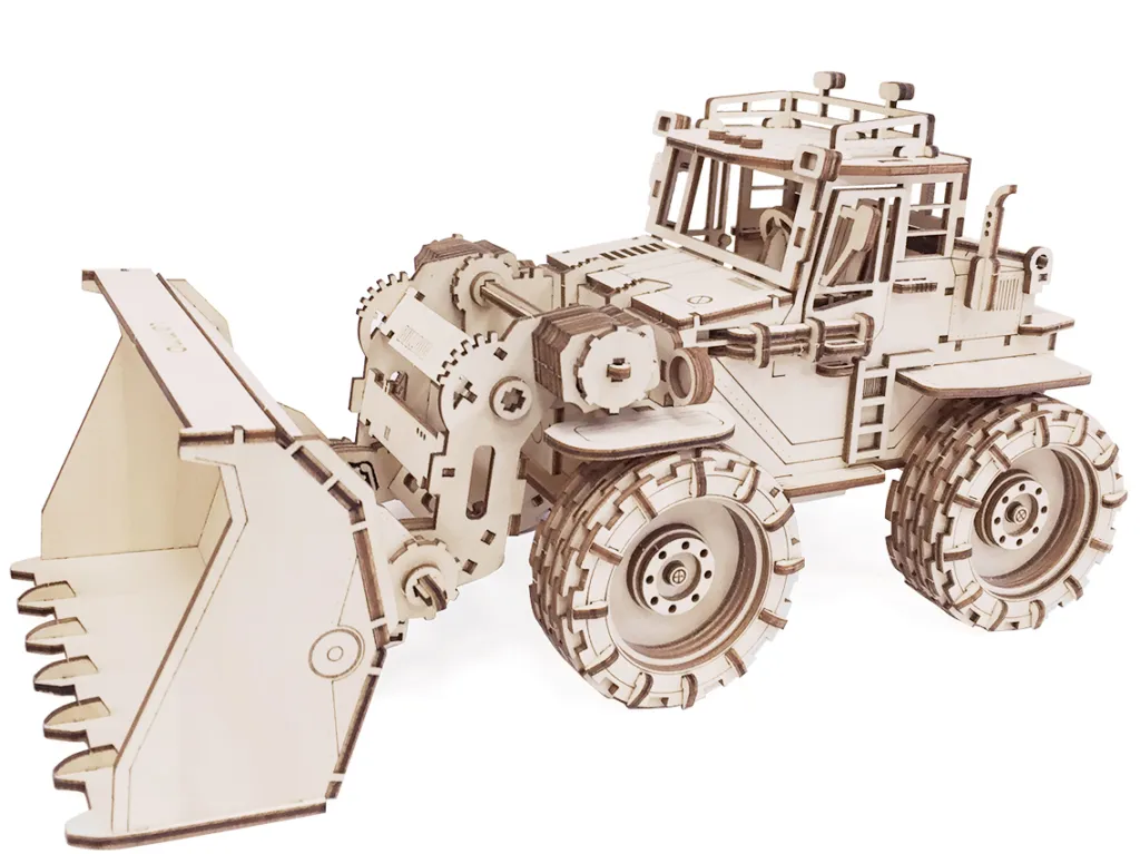 Конструктор 3D деревянный подвижный Lemmo Трактор Бульдог