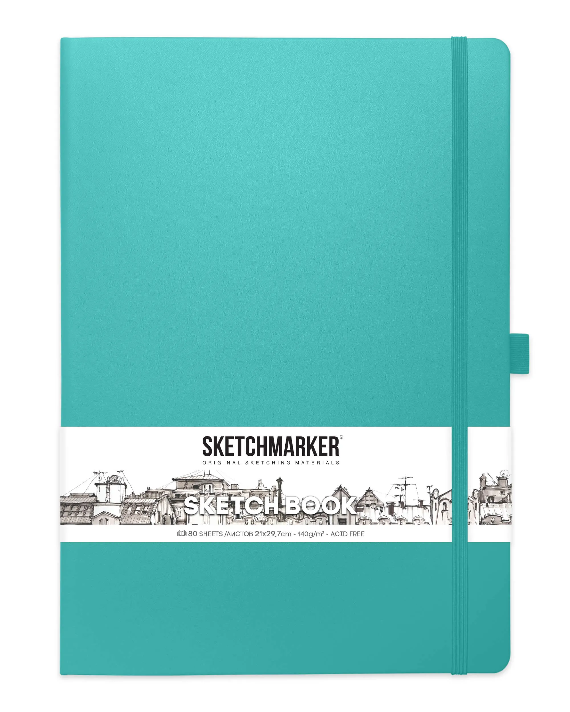 Блокнот для зарисовок Sketchmarker 140г/кв.м 21*29,7см 80л (Аквамарин)