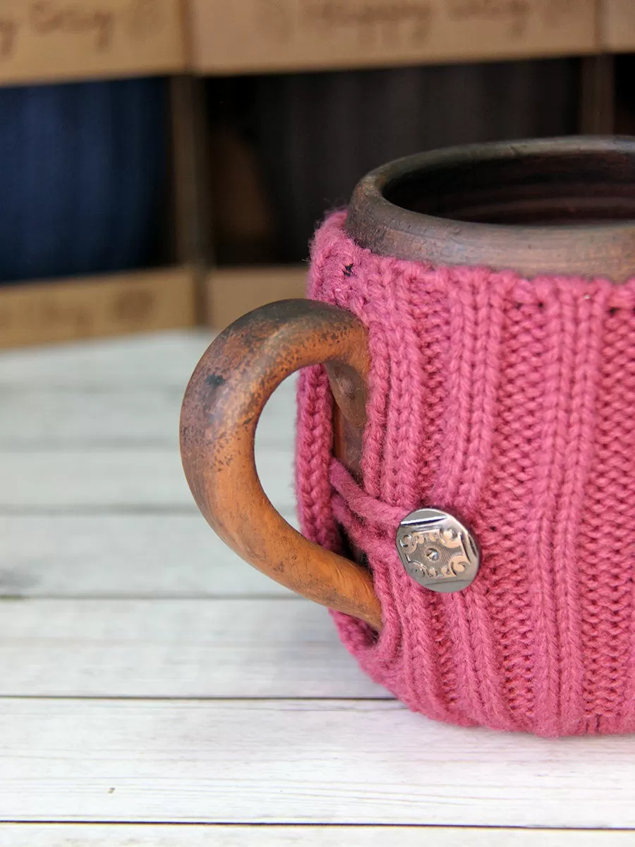 Вязаная кружка с ручкой Розовый чай