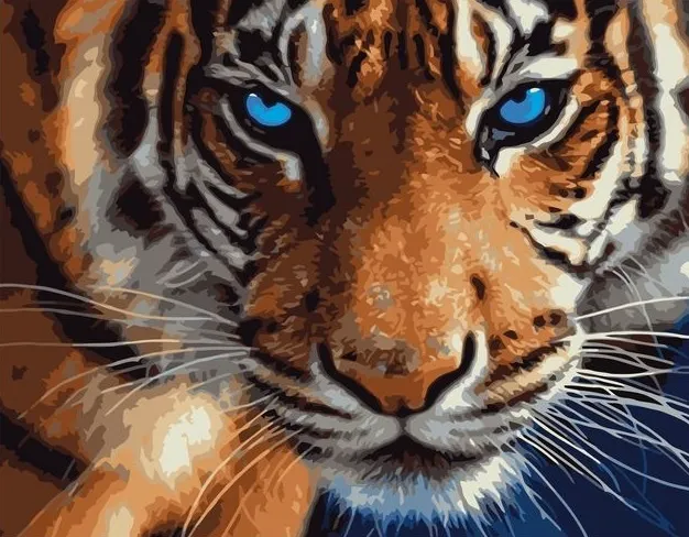 Картина по номерам 40х50 Голубоглазый тигр (VA-0493)
