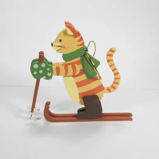 Елочная игрушка Кошка на лыжах 370-1
