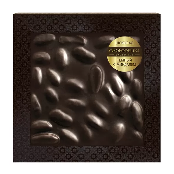 Шоколад в коробке темный С миндалем, 80 гр.
