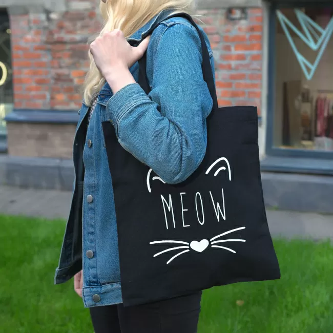 Эко-сумка шоппер Meow (черная)