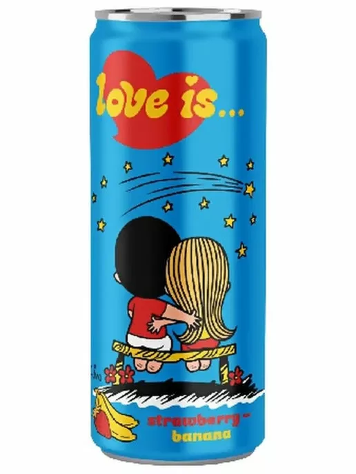 Газированный напиток Love Is Strawberry-Banana 330 мл.