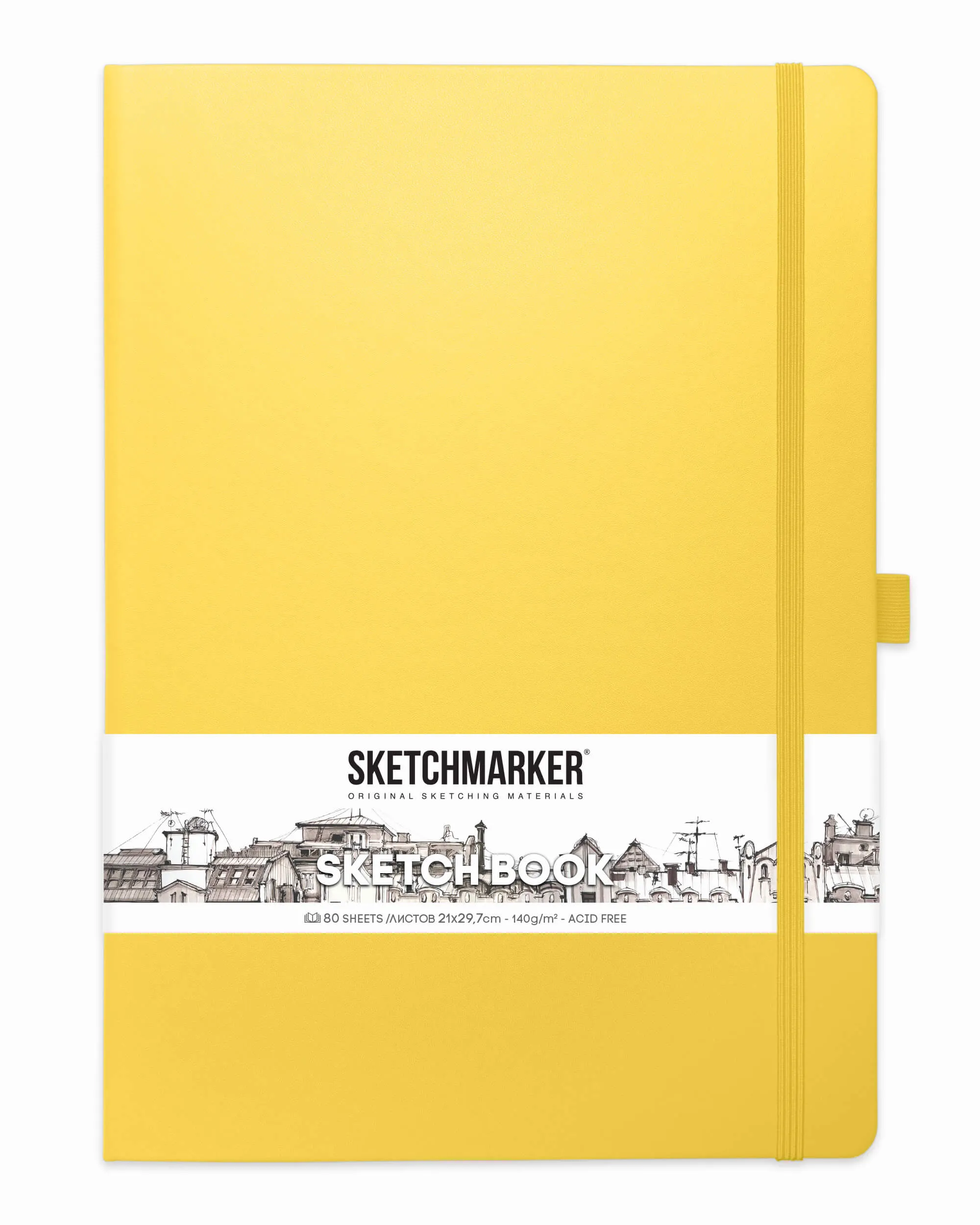 Блокнот для зарисовок Sketchmarker 140г/кв.м 21*29,7см 80л (Лимонный)