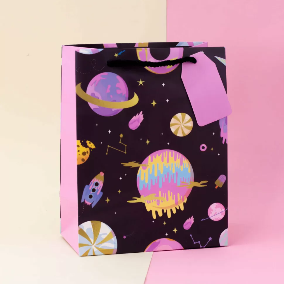 Подарочный пакет Sweet space, Planets, rockets (S)