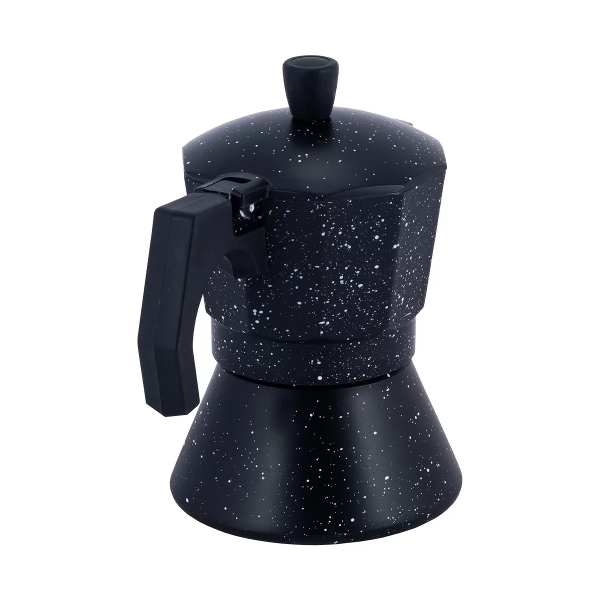 Кофеварка гейзерная из алюминия с широким индукционным дном (черный мрамор), 150мл