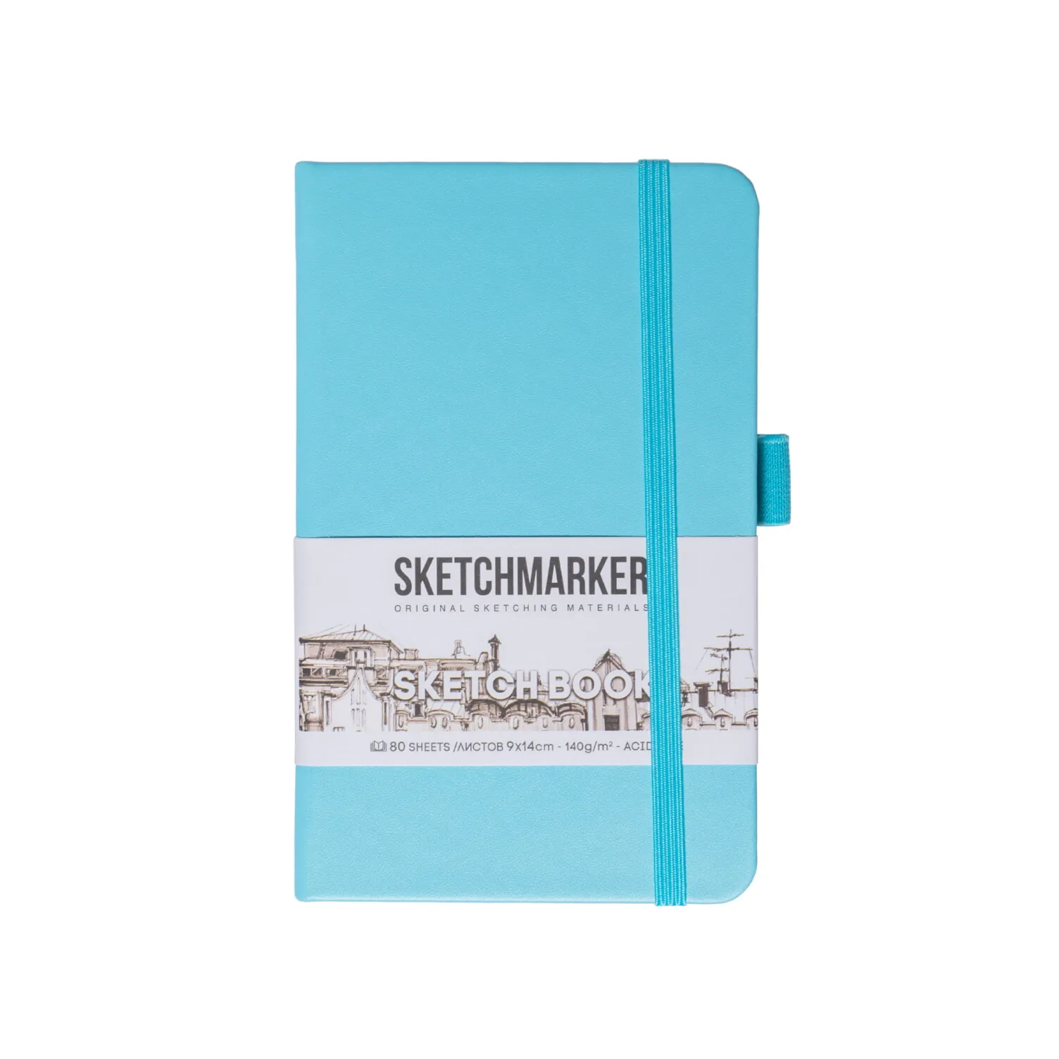 Блокнот для зарисовок Sketchmarker 140г/кв.м 9*14см 80л (Небесно-голубой)