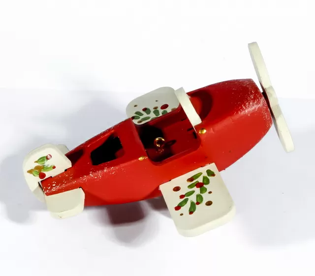 Елочная игрушка Самолет Моноплан (красный)