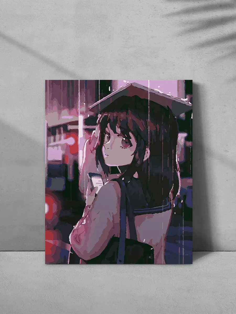 Картина по номерам Девушка под дождем
