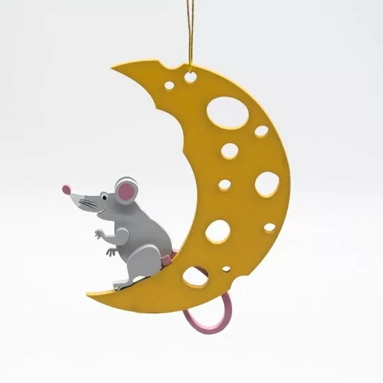 Елочная игрушка Крыса на луне