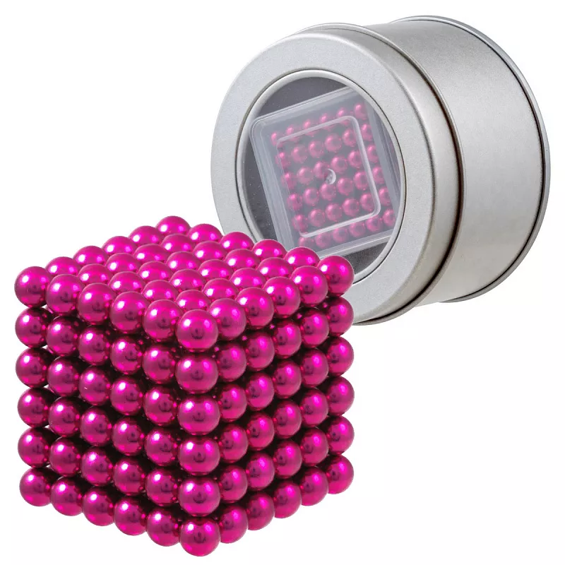 Куб из магнитных шариков 5 мм, розовый, 216 элементов